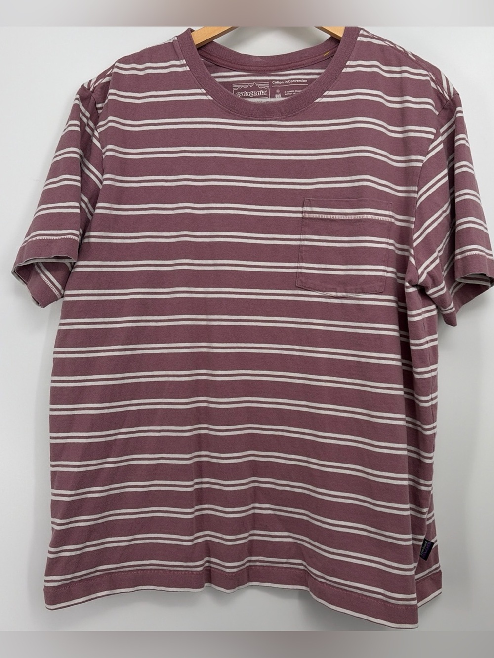 Patagonia Cotton in Conversation Shirt Mens 2XL Short Sleeve Striped Mauve